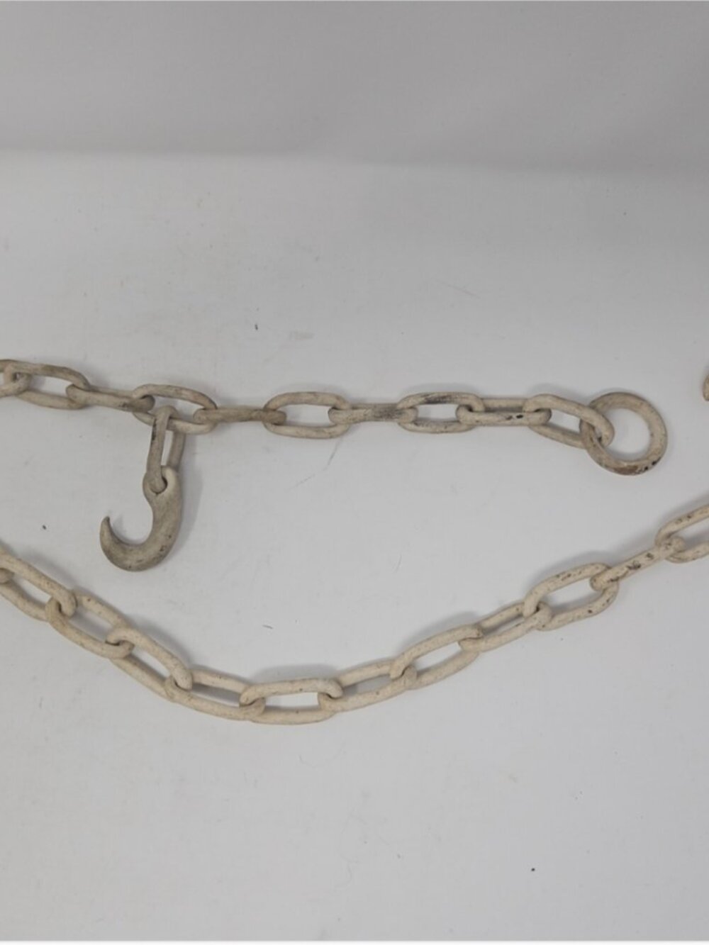 2 Vintage 1950s Novelty Bisque Porcelain Linked Chains With Hooks Japan 19" &11"